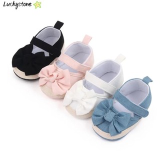 Lucky 1 Đôi Giày Trẻ Sơ Sinh Bé Gái, 0-18 Tháng Chống Trơn Trượt Bé Gái Nơ Giày Vải, Miệng Nông Cổ Đế Mềm Nhẹ Giày Tập Đi