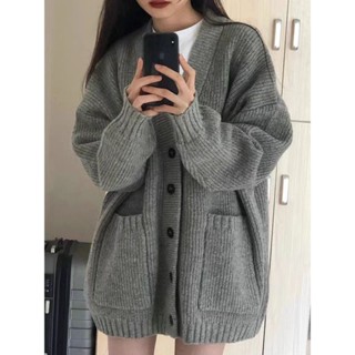  Áo khoác cardigan len dệt kim dáng dài form rộng basic hottrend Hàn Quốc hàng QCCC dày dặn HMH SP54 