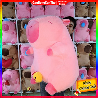 Gấu Bông Capybara màu Hồng Gà Kéo Được