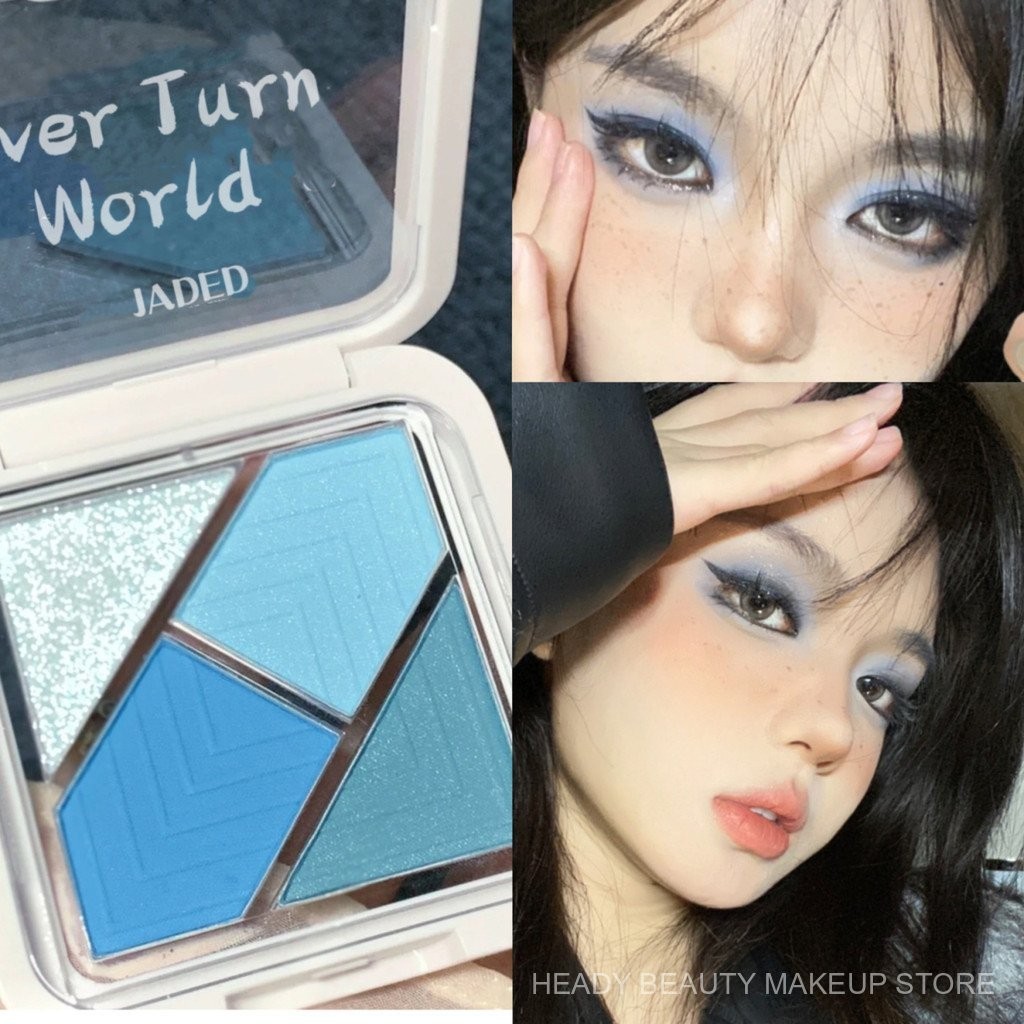 JADED  Reverse Four Color Eyeshadow Palette Hot Girl Pink Summer Blue Green Pocket Portable Pocket F