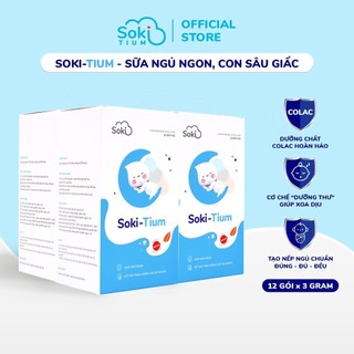 Combo 4 hộp bột hòa tan soki tium sữa ngủ ngon, khắc phục tình trạng dẫn đến quấy khóc, rối loạn giấc ngủ ở trẻ nhỏ