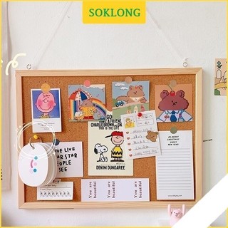Bảng ghim gỗ bần K18 decor bàn học treo ảnh, note, postcard [Tặng ghim, sticker, dây gai]