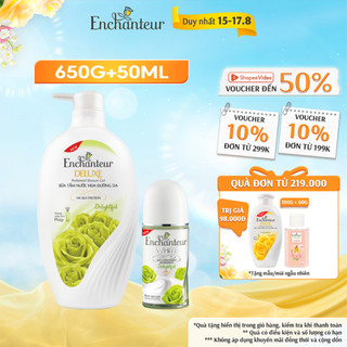 Combo Sữa tắm nước hoa Enchanteur 650g và lăn khử mùi trắng da 50ml (hương Delightful)