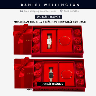 Đồng Hồ Nữ Daniel Wellington Quadro Pressed Melrose White Hộp Hoa Hồng Kèm Vòng Tay Classic Chính Hãng - DANIELSTORE.