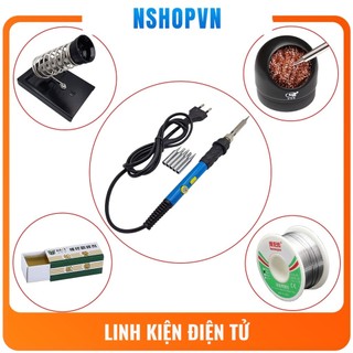 Combo mỏ hàn điều chỉnh nhiệt độ 936 60w kèm 5 mũi hàn + dụng cụ hút thiếc + đế gác mỏ hàn + thiếc hàn 0.6 50g