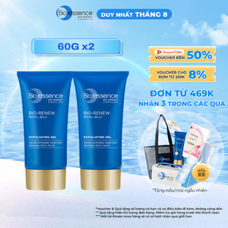Bộ 2 Gel tẩy tế bào chết dưỡng da tươi trẻ Bio-Essence Bio-Renew tinh chất sữa ong chúa 60gr/chai