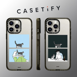 Casetify Girl Boy Cat Đồng hành trong suốt Vỏ điện thoại Acrylic chống sốc cho iPhone 15 Pro Max 14 Plus 13 ProMax 12 12Pro Vỏ bảo vệ cứng bằng điện thoại chống sốc