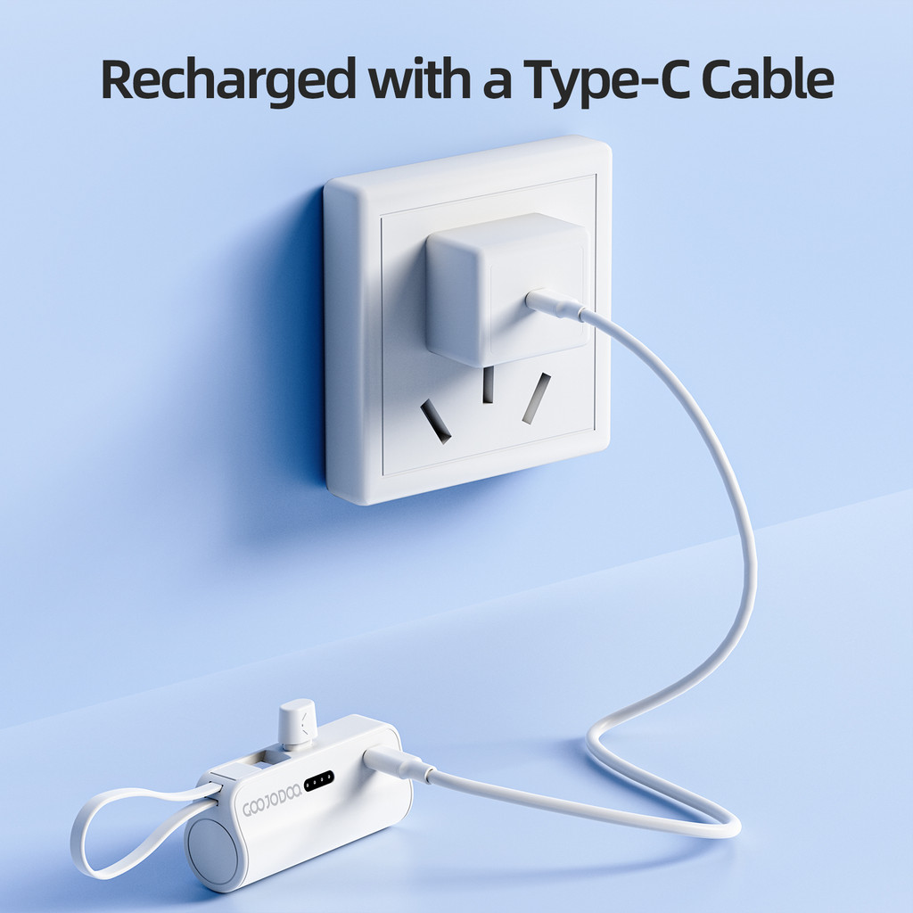 sạc dự phòng mini GOOJODOQ 2024, Pin dự phòng không dây di động có phích cắm Type-C và Lightning | BigBuy360 - bigbuy360.vn