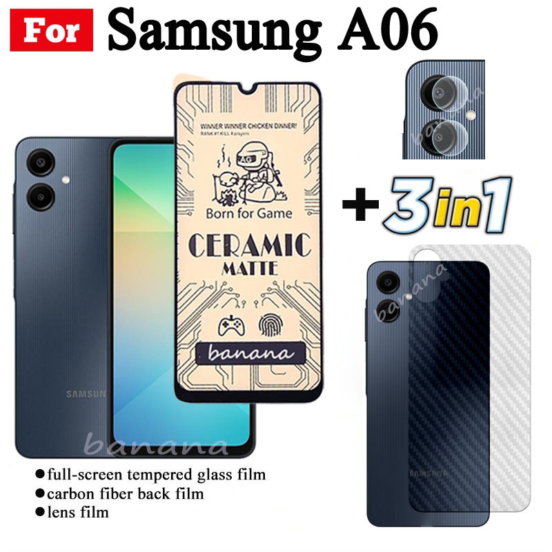 Kính cường lực gốm 3 TRONG 1 Samsung A06 cho Samsung Galaxy A06 Ống kính máy ảnh Kính bảo vệ màn hìn