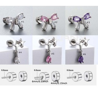 1 Miếng Nơ Hình Thép Không Gỉ Với Zircon Helix Lobe Piercing 20Gauge