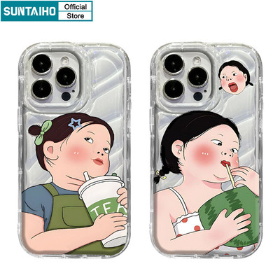 Suntaiho Ốp lưng iPhone Hàn quốc Đẹp trong suốt in hình coquette cute Ngộ nghĩnh Vỏ Độc Đáo Trà Sữa Họa Tiết Cô Gái Ốp Điện Thoại TPU Mềm Cao Cấp Chống Sốc Cho Iphone 15 14 12 13 11 Pro Max IP 7 8 Plus Iphon X Xs XR Xs Max Ốp Lưng