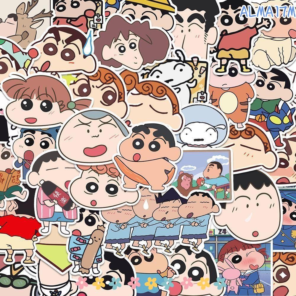 Alma1 50 Cái / 100 Cái Phòng Phẩm Lables, Quà Tặng Hoạt Hình Hoạt Hình Miếng Dán, Kawaii Crayon Shin-chan Đồ Chơi Phần Thưởng Dán