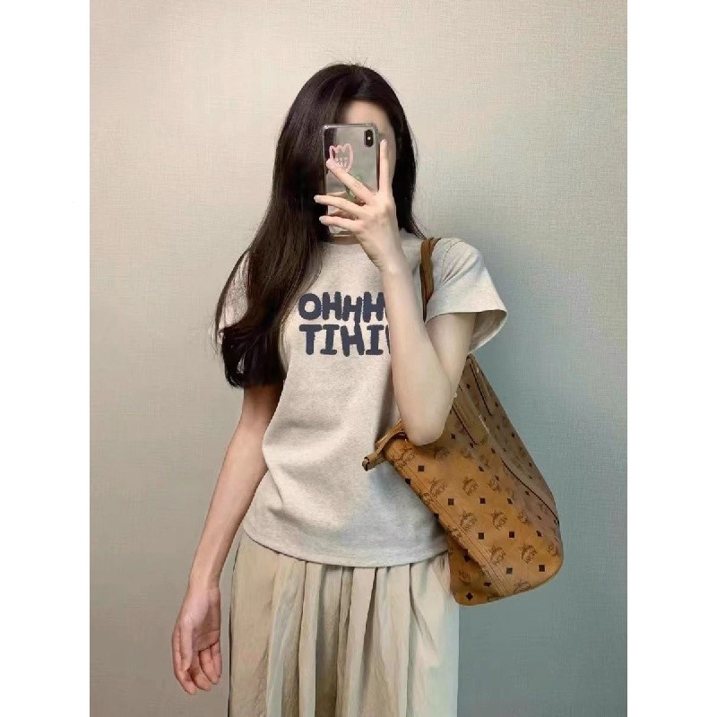 【100% cotton 】Áo baby tee Áo Thun ôm body Áo y2k Mùa Hè Thiết kế mới in ấn tuyệt vời