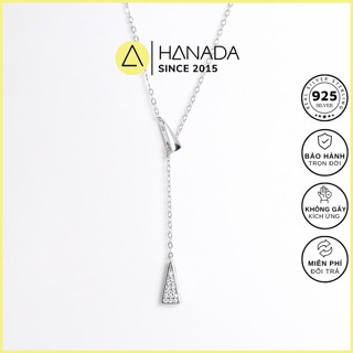 [BH TRỌN ĐỜI] Dây Chuyền BẠC 925 HANADA Tam Giác Cách Điệu Dáng Dài , Vòng Cổ Đính Đá Đơn Giản Nữ 1858 K3