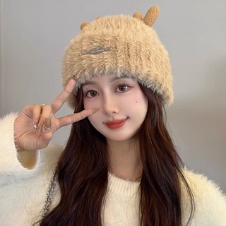 Mũ len Nữ Mùa Đông Nhật Bản Dễ Thương Sang Trọng Gạc Dày Bảo Vệ Tai Mũ Dệt Kim