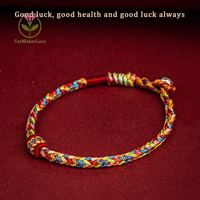 [Saymakerlace] Vòng tay bện thủ công Sợi đầy màu sắc Chúc may mắn Vòng tay dây quyến rũ dành cho nữ Nút thắt dây đỏ Vòng tay dệt Quà tặng | BigBuy360 - bigbuy360.vn