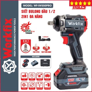 Máy Siết Bulong Pin Workfix WF-IW550 PRO chân pin phổ thông, Lực siết lớn 550NM Mở Vặn Ốc Xe Tải, Ô Tô, Xe Máy