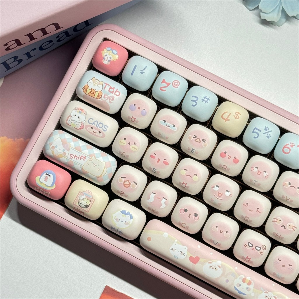 Sweet Cat Mantou Keycap MOG Profile 140 Phím PBT Thuốc nhuộm năm mặt thăng hoa 7u Spacebar Alice Cơ khí Mặt tròn In Keycaps Cá tính Sáng tạo Mèo con dễ thương Keycap màu hồng | BigBuy360 - bigbuy360.vn