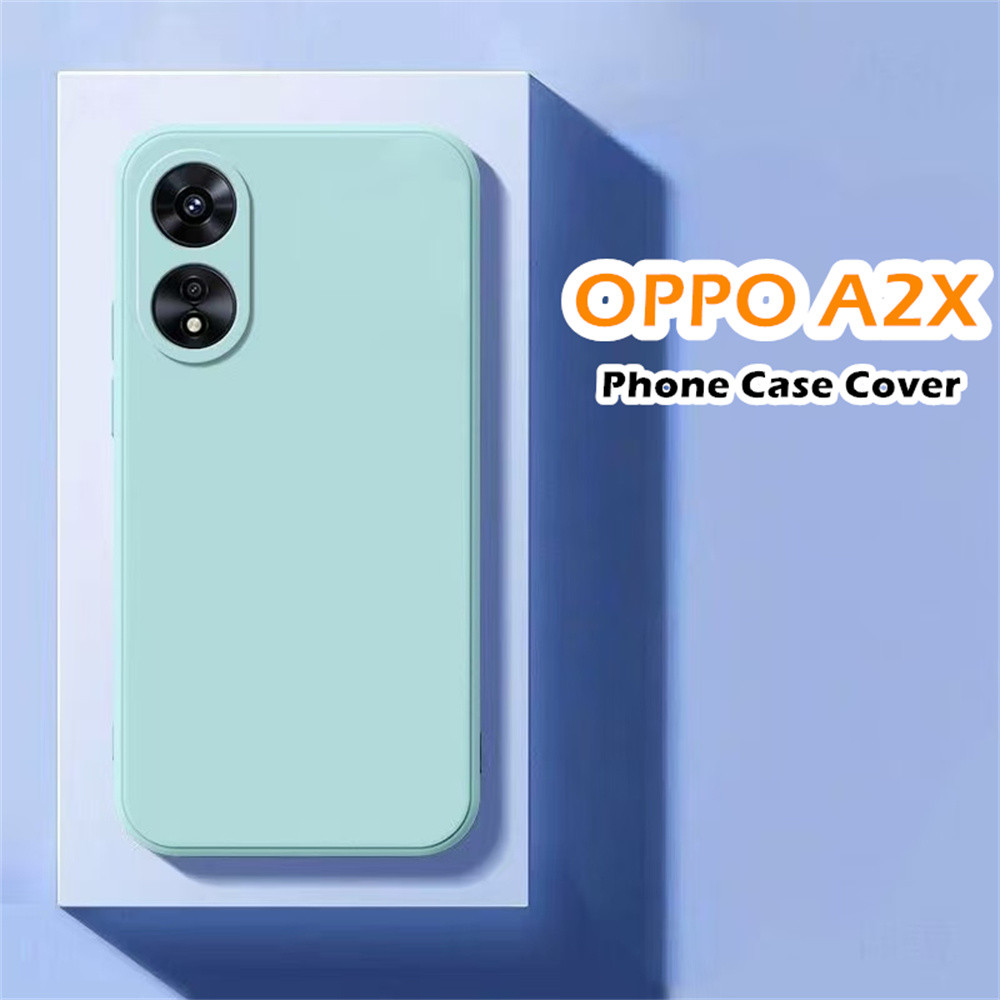 [Sẵn Sàng] Dành Cho OPPO A2X Ốp Lưng Cạnh Thẳng Silicon Full Ốp Lưng Điện Thoại Màu Trơn Cổ Điển