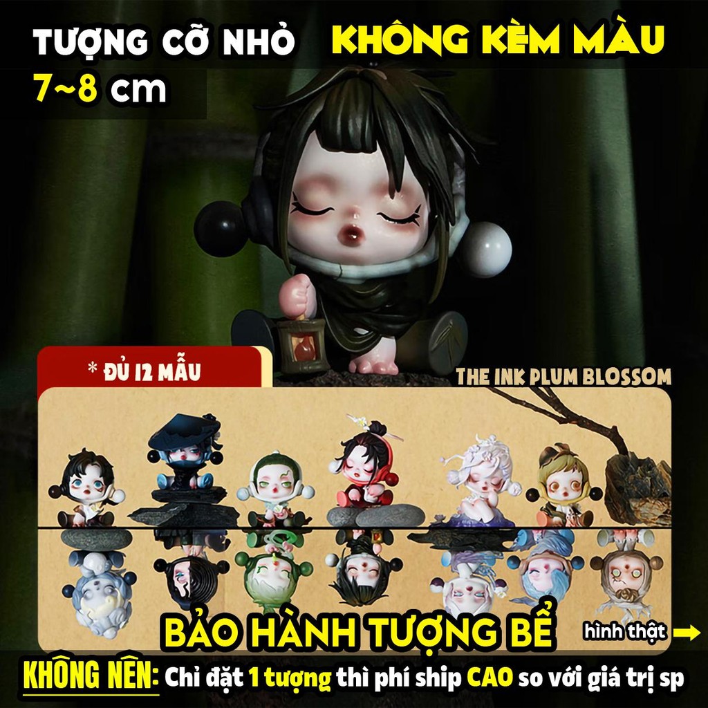 Tượng tô màu chọn mẫu, SKULLPANDA HOA MẬN MỰC, size S, tượng thạch cao (Không kèm màu), tô tượng