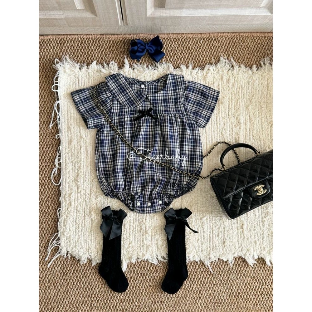 Bé Gái Mùa Hè Quần Áo Cho Bé Áo Liền Quần Mỏng Tuổi Hàng Tháng Phong Cách Anh Mặc Quần Áo Mùa Hè Cho