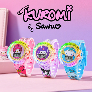  Đồng hồ Kuromi hoạt hình 2025 cho trẻ em Đồng hồ nhạc quay với đèn đầy màu sắc Đồng hồ người nhện dễ thương cho bé trai bé gái đông lạnh mèo con sanrio 