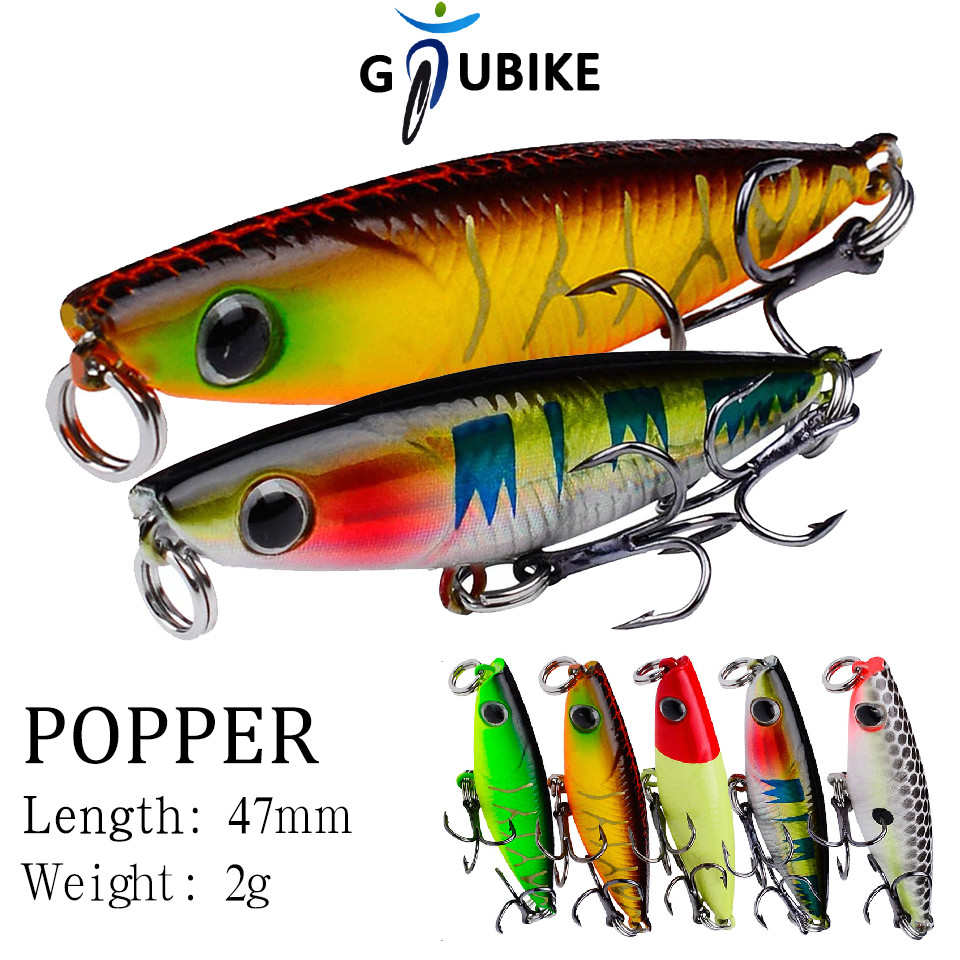 GTUBIKE Poper Dụ Mồi Cứng 47mm 2g, Chìm Mắt 3D Đầy Màu Sắc, Phù Hợp Với Móc Treble