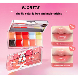  FLORTTE Beating Heart Princess Ten-Tone Lip Jelly Palette Son Môi Dưỡng Ẩm Dễ Thương Một Bảng Đáp Ứng Nhu Cầu Khác Nhau 