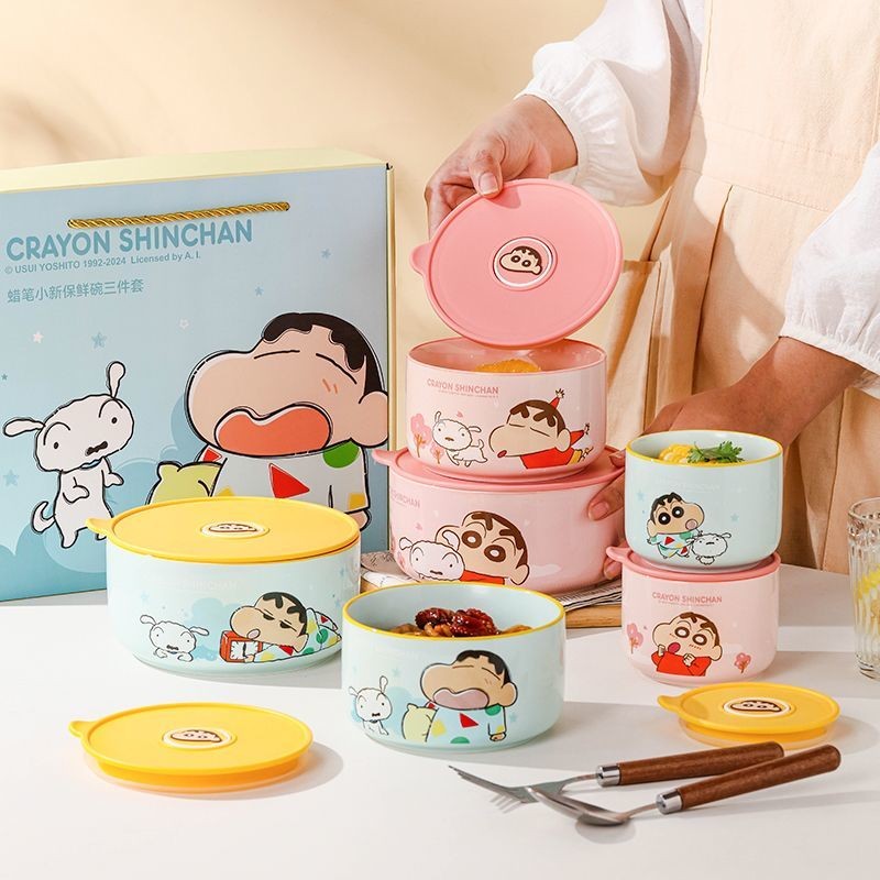 【Fast shipping】 bát shin cậu bé bút chì bộ chén bát shin chin dĩa mô hình shin cậu bé bút chì bát sứ