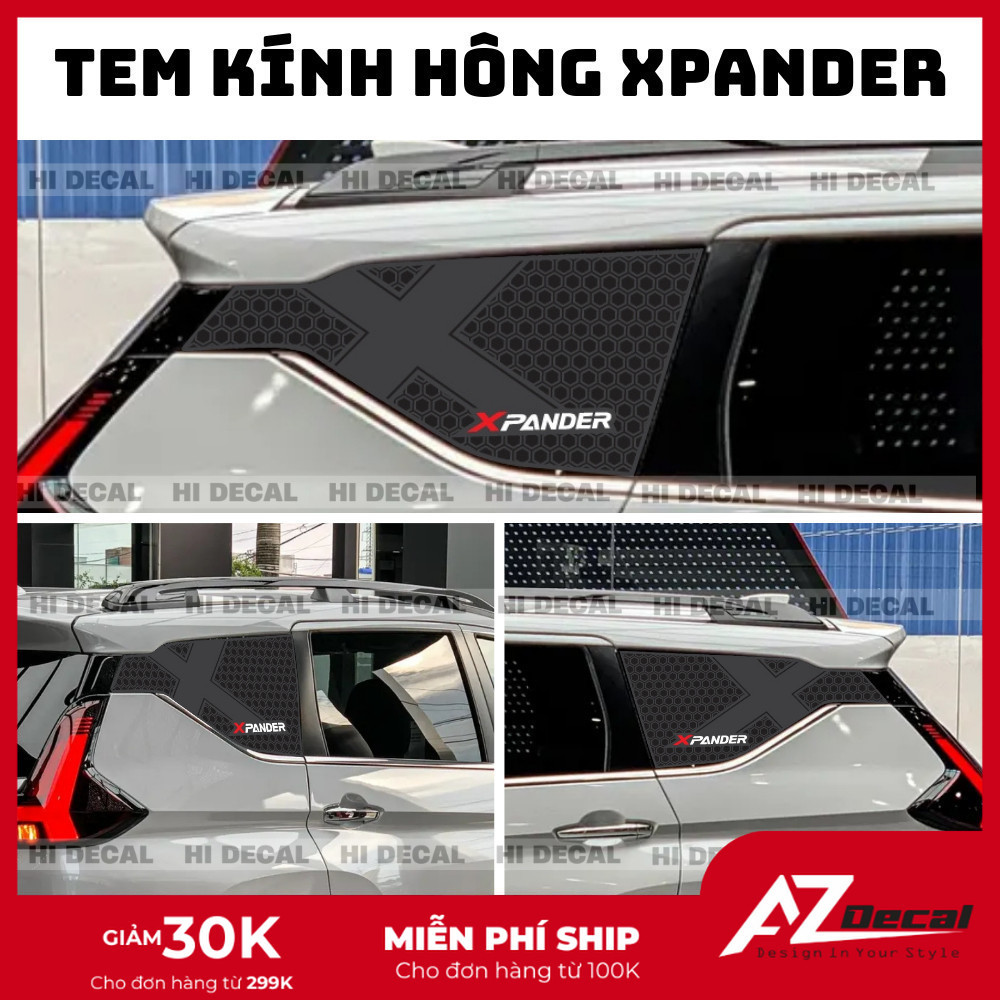 Tem dán hông kính sau Xpander, decal dán kính in 3 lớp cho xpander, decal chống nóng bảo vệ kính Xpa