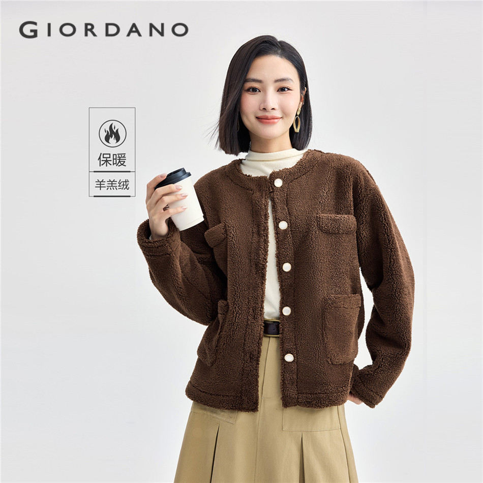 GIORDANO WOMEN Berber fleece crewneck jacket 05374898