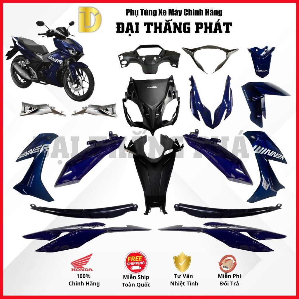 (Có bán lẻ) Dàn áo xe Winner X K56 năm 2019 màu Xanh bạc đen - PB421 chính hãng Honda - ĐTP