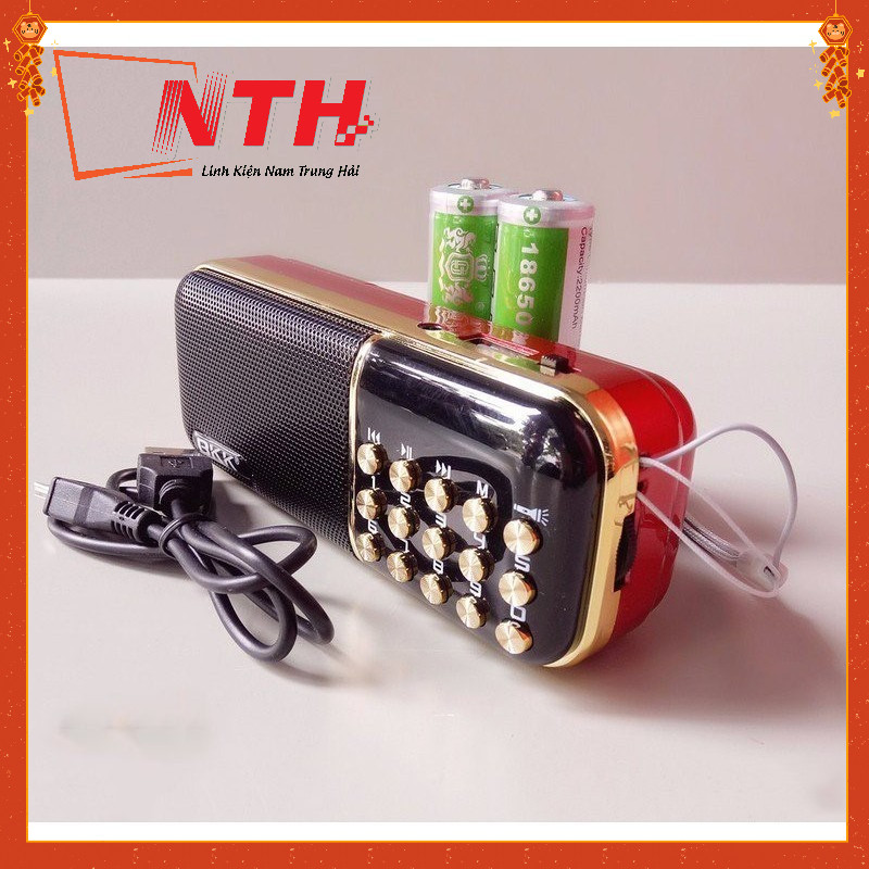 Loa usb, thẻ nhớ nghe pháp, nghe đài FM BKK K51 có đèn pin