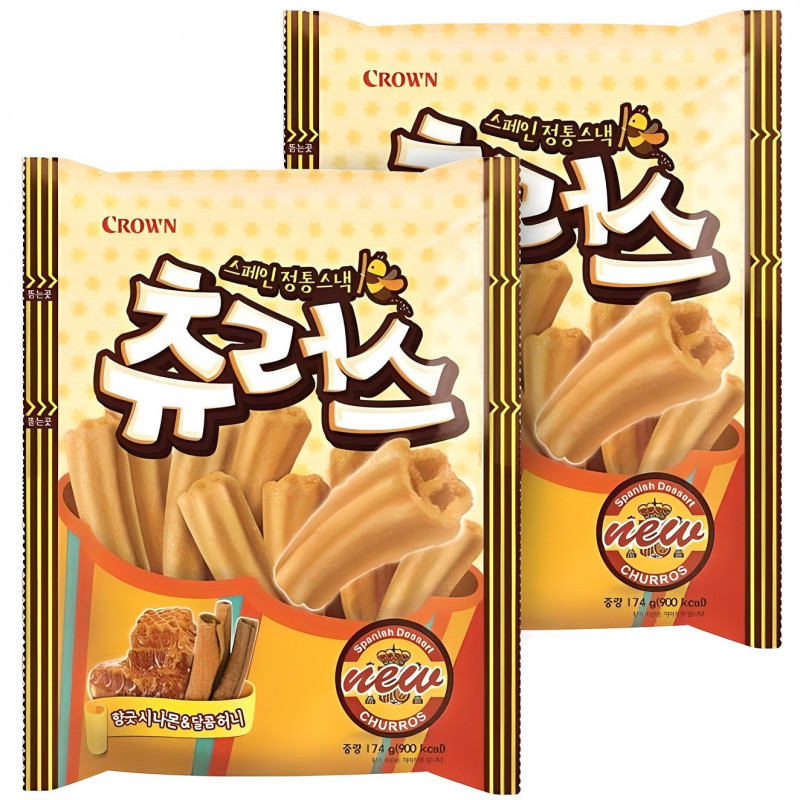 【K-Food】CROWN Churros Snack 84g (Pack of 4)