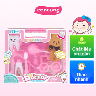 Vali nhập vai nha sĩ kèm gấu con HW24152556 C412 (12pcs, chú gấu,Hồng)