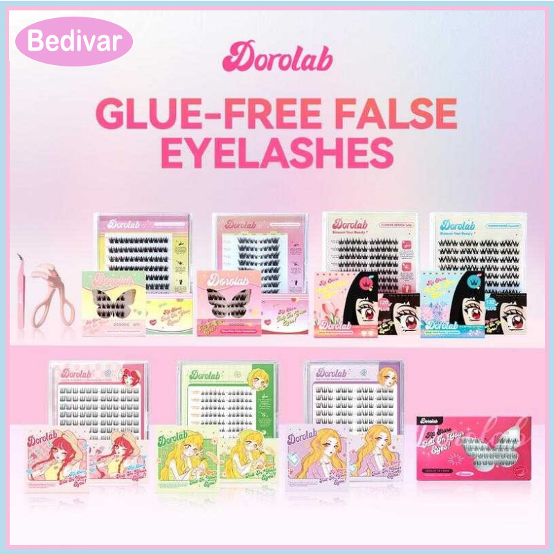 Bedivar DOROLAB【Lông mi không keo】3D Lông Mi Giả Cụm Tự Nhiên Mi Giả Cụm Chân Mèo Tự Nhiên Thuỷ