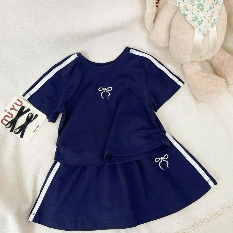 [ JUNE withlove ] DB1 - Set Váy Thể Thao Bé Gái Cotton 4 Chiều – Thêu Nơ Mini