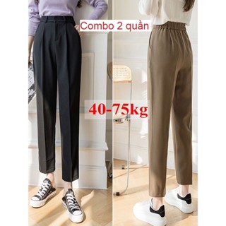 [Combo 2q] Quần tây nữ BigSize lưng cao cạp bán chun dáng baggy cạp cao siêu tôn dáng ống đứng chuẩn đẹp