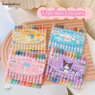 12 Màu Sanrio Kuromi My Melody Cinnamoroll Xoay Bút Chì Sáp Xóa Được Bút Chì Màu Có Thể Giặt Được Không Độc Hại Dễ Dàng Vẽ Tranh Cho Trẻ Em Quà Tặng