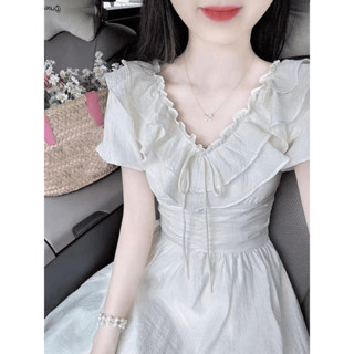 Áo Sơ Mi Cổ Lá Sen Hai Lớp Phong Cách Dịu Dàng Mối Tình Đầu Kiểu Pháp Nữ Mùa Hè Mẫu Mới Thiết Kế Ôm Eo Sang Trọng Mặc