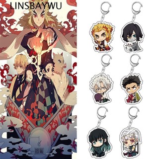 Móc khóa acrylic mặt hình nhân vật anime Demon Slayer Kimetsu No Yaiba Kamado Tanjirou Tomioka Giyu