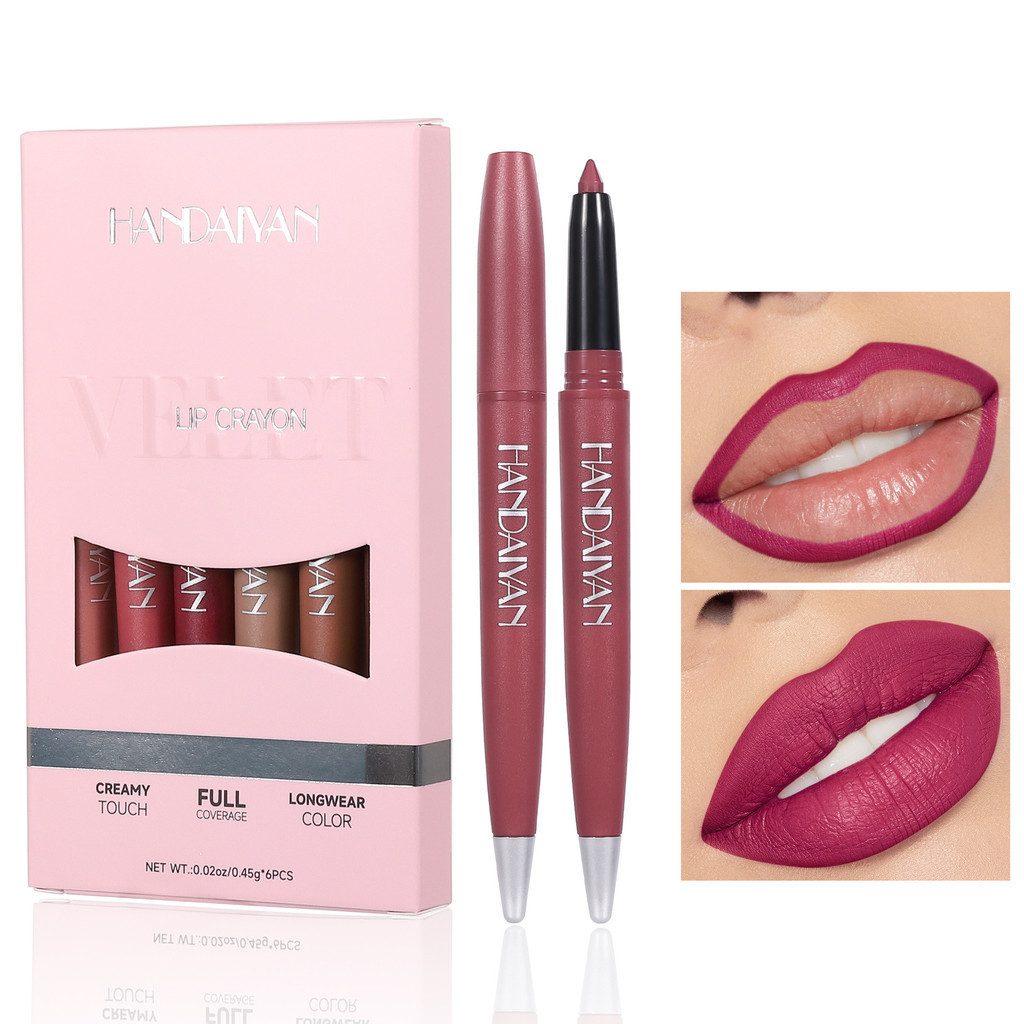 Lip Liner Pencil Six-Color Lip Liner Pencil Bộ lót môi không dính di động Bộ lót môi mờ lâu trôi Bút