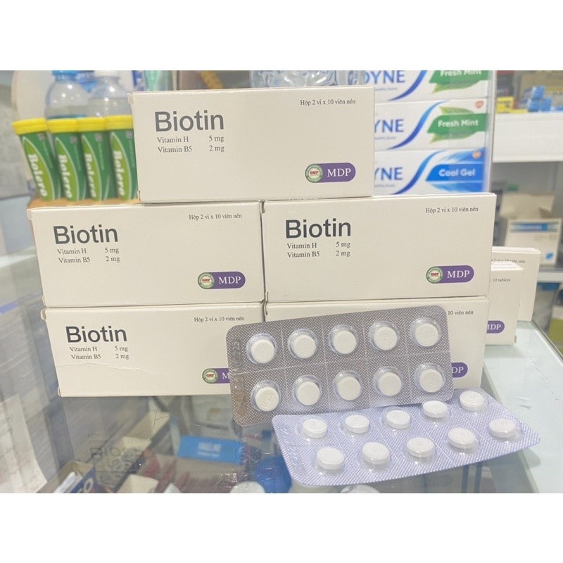 Viên uống biotin vitamin h và b5 giúp mọc tóc dài tóc đẹp da móng, trắng mịn da - MÈO BEAUTY