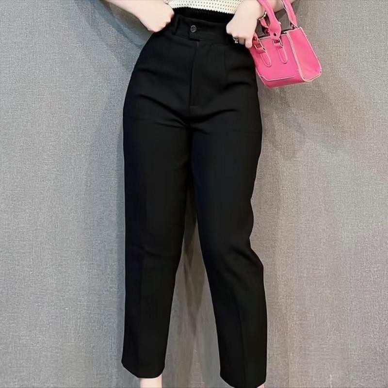 Quần tây dài cúc bọc vạt lệch công sở đi học đi làm văn phòng dáng baggy