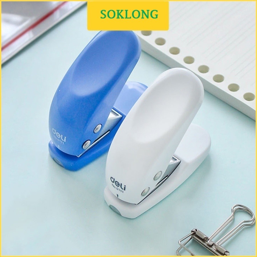 Bấm lỗ giấy mini Deli, dụng cụ đục lỗ C08 / K83 cầm tay tối đa 10 tờ 80gsm