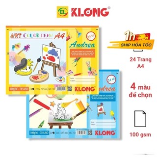 Vở vẽ A4 có đường xé 24 tờ dày dặn KLong MS702 VPPKLONG, vở tập vẽ ngộ nghĩnh