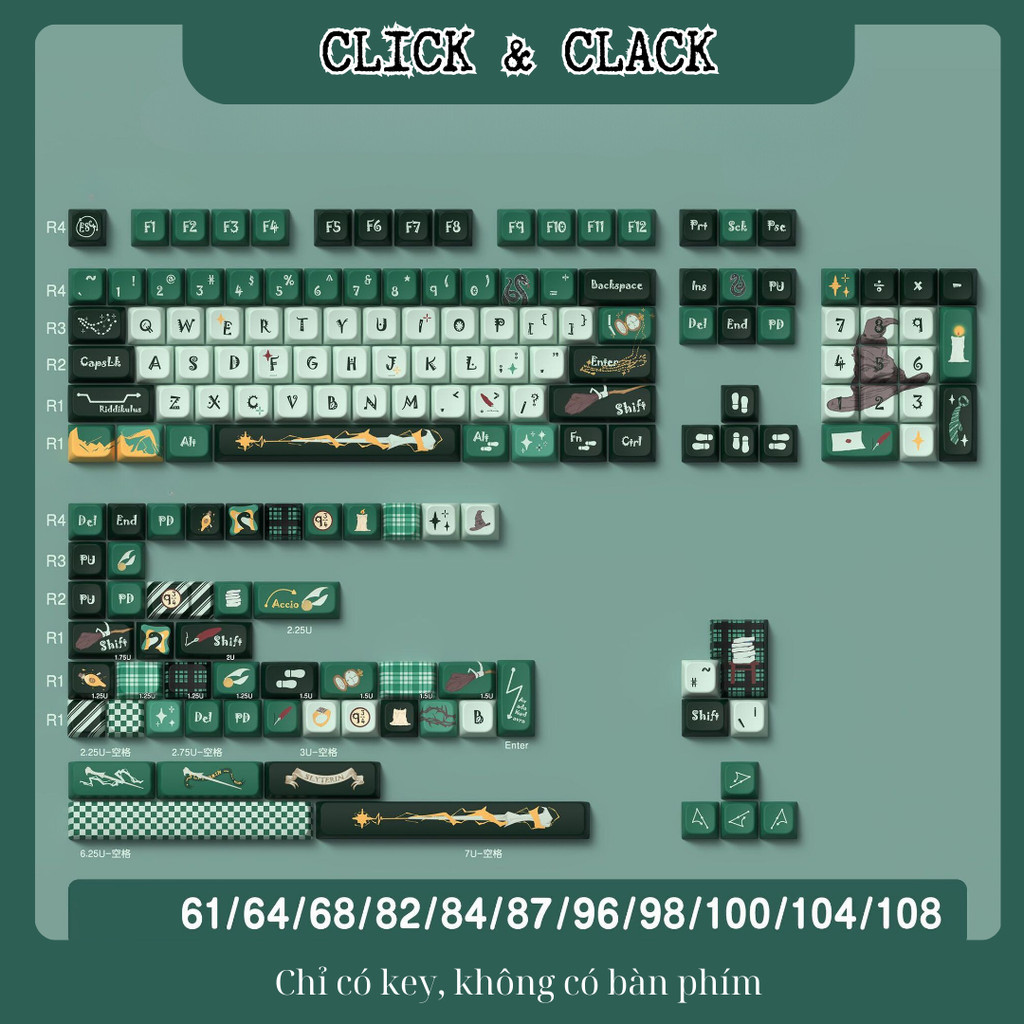 Keycap Harry Potter Slytherin - MDA Profile - PBT dyesub cao cấp 158 Phím | BigBuy360 - bigbuy360.vn
