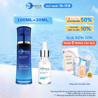 Combo nước cân bằng Bio-Essence Bio-Renew Nourishing Toner 100ml Tinh chất Bio-water Bio gel Vitamin B5 Cica-4 30ml