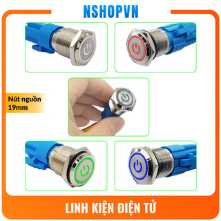 Nút nguồn kim loại 19mm xanh dương / đỏ