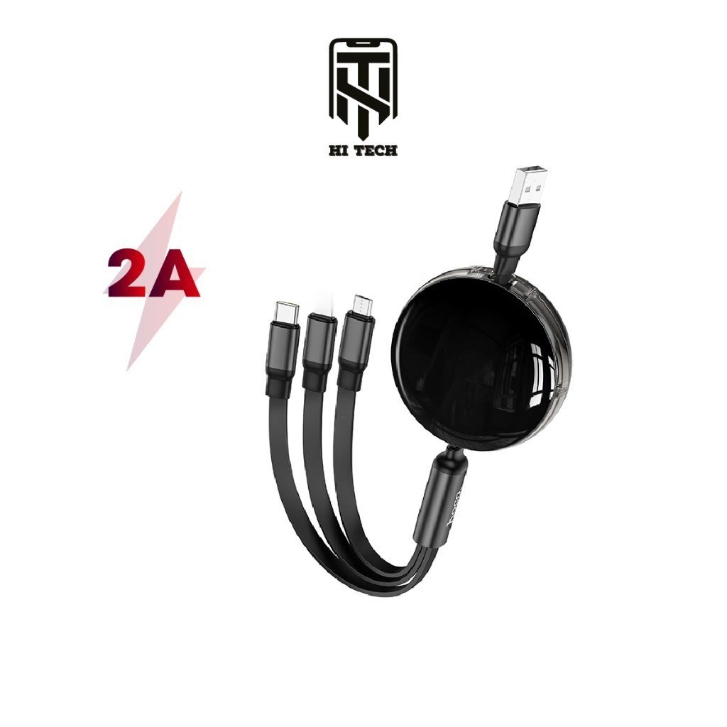 Cáp sạc hoco X78, 3 trong 1 hỗ trợ sạc nhanh 2A (Typec-C - Micro - Nightling, dây rút TPE dài 1m.